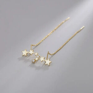 New Starry Dainty Climbing Stars Dangle Drop Earrings Tassel Chain Gold A0130